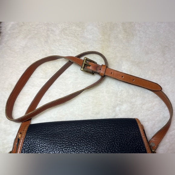 Vintage Dooney & Bourke All Leather saddle Bag Dark Blue Color Made In USA - Picture 10 of 16